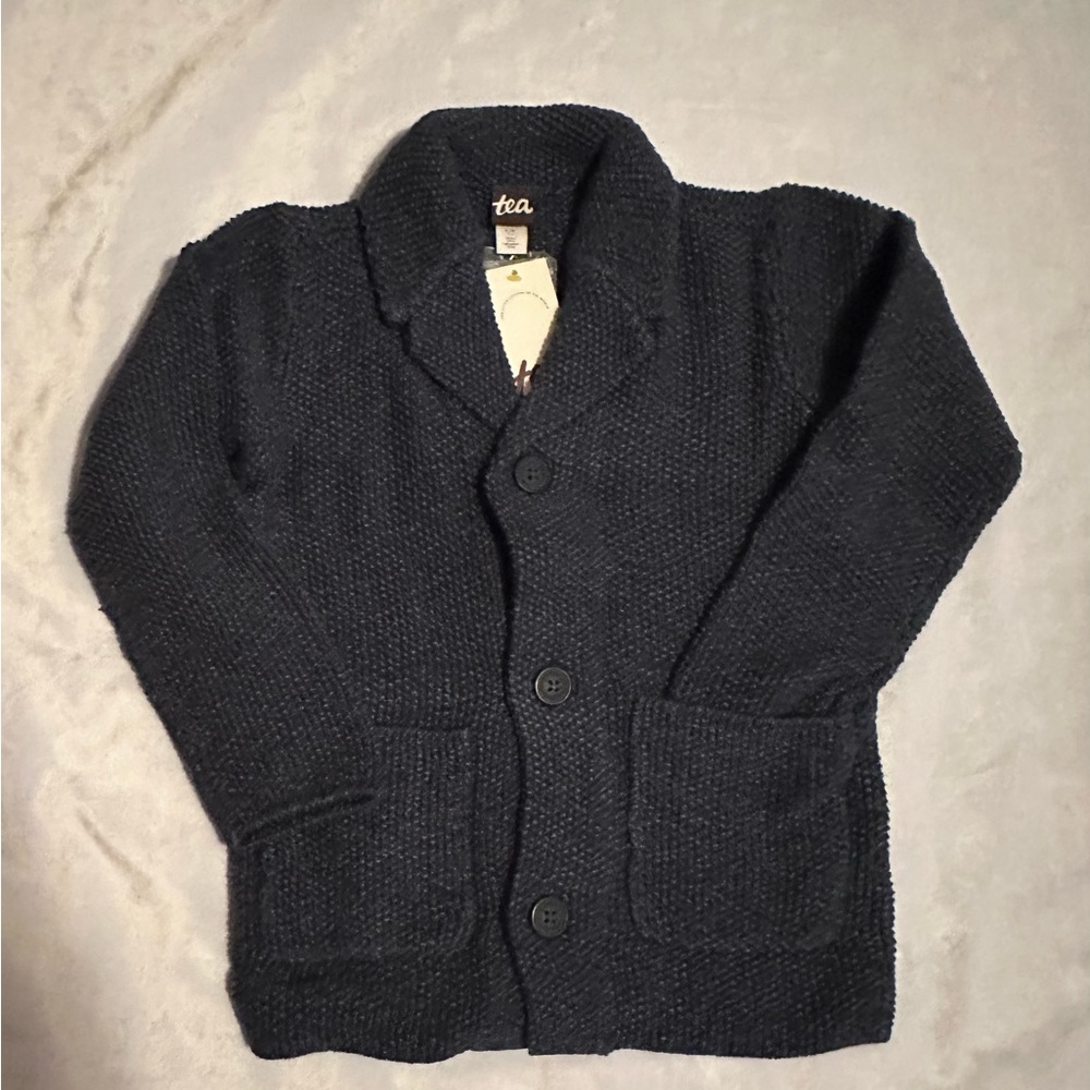 NWT TEA COLLECTION KNITTED SWEATER BLAZER IN INDIGO SIZE S (4/5)